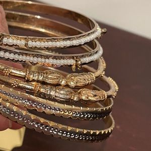 Bangle Bracelets Gold Tone Six Bangles 2 for Each Design